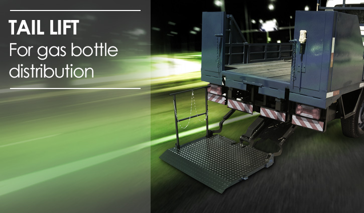 Tail lift for gas bottle distribution
